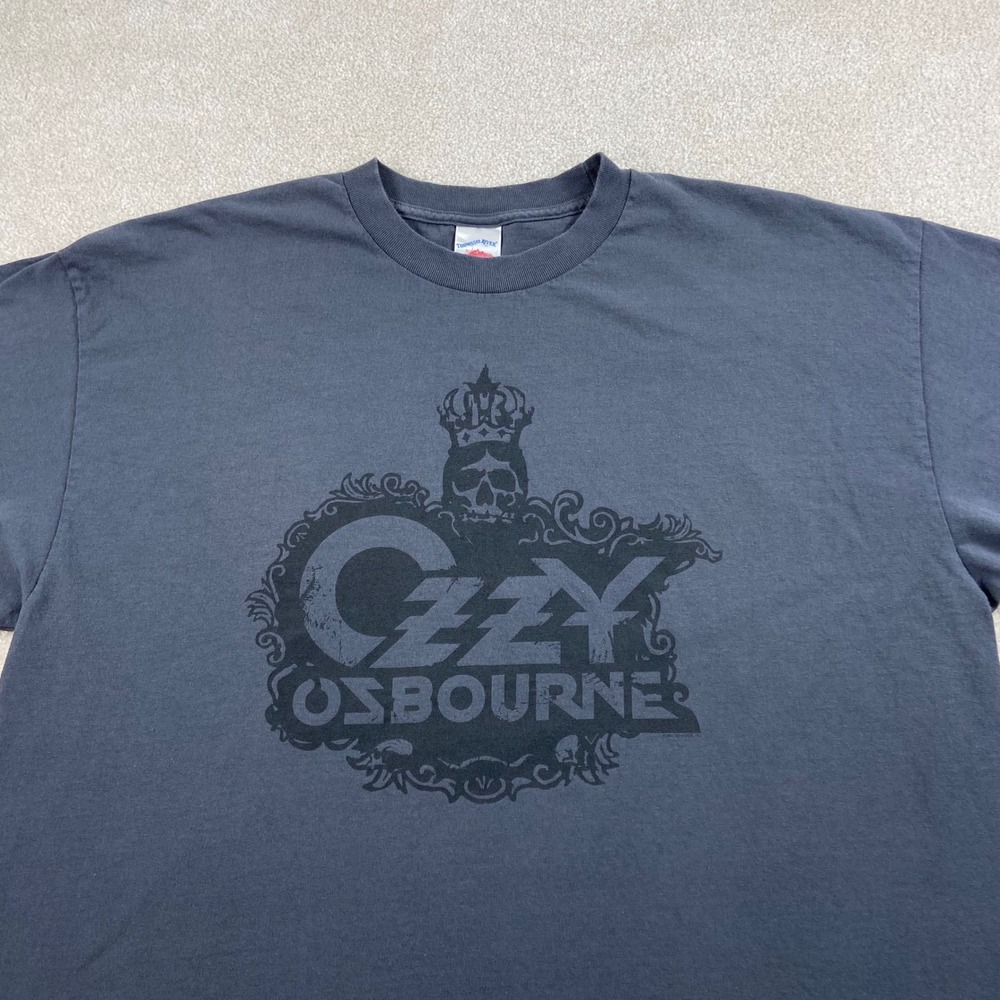 Vtg Y2K Ozzy Osbourne T-Shirt‎ Mens 2XL Black Skull Graphic Rock Band Tee
